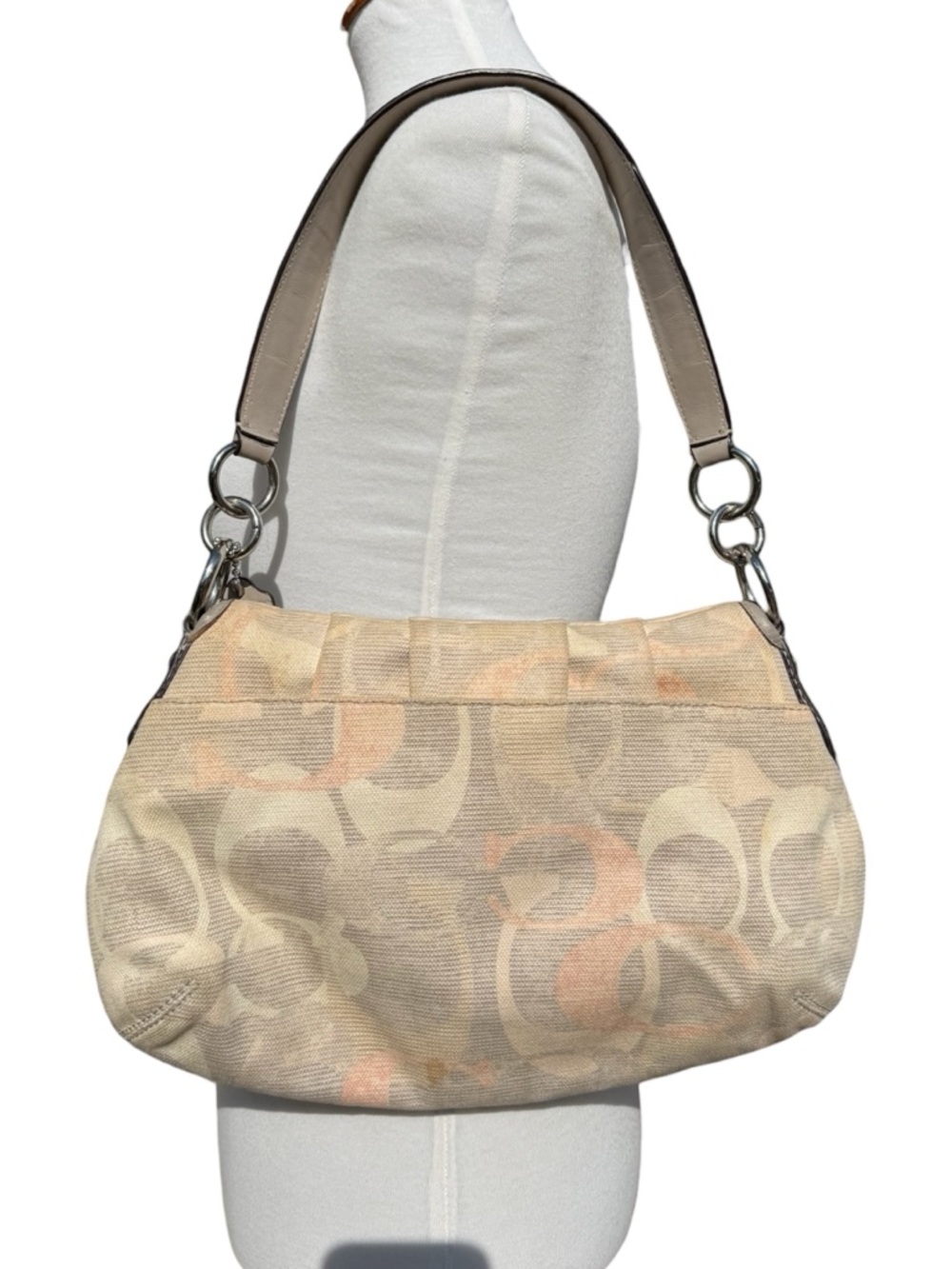 Coach Vintage RARE Y2K Soho Optic Grey & Pink Shoulder Flap Bag F19238 - Picture 2 of 10